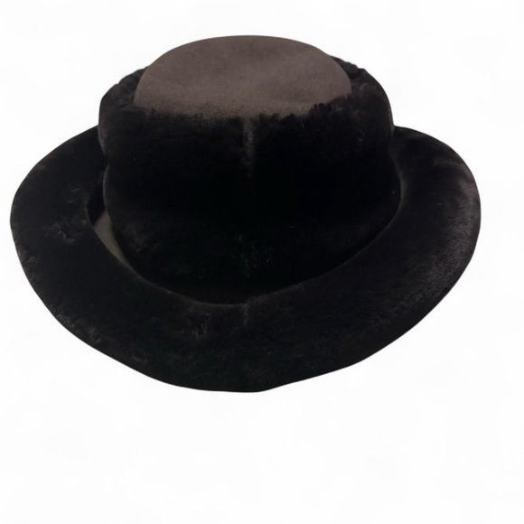 Vintage J. Peterman Size Large Rolled Brim Faux Fur Wool Bucket Hat Brown main image 4